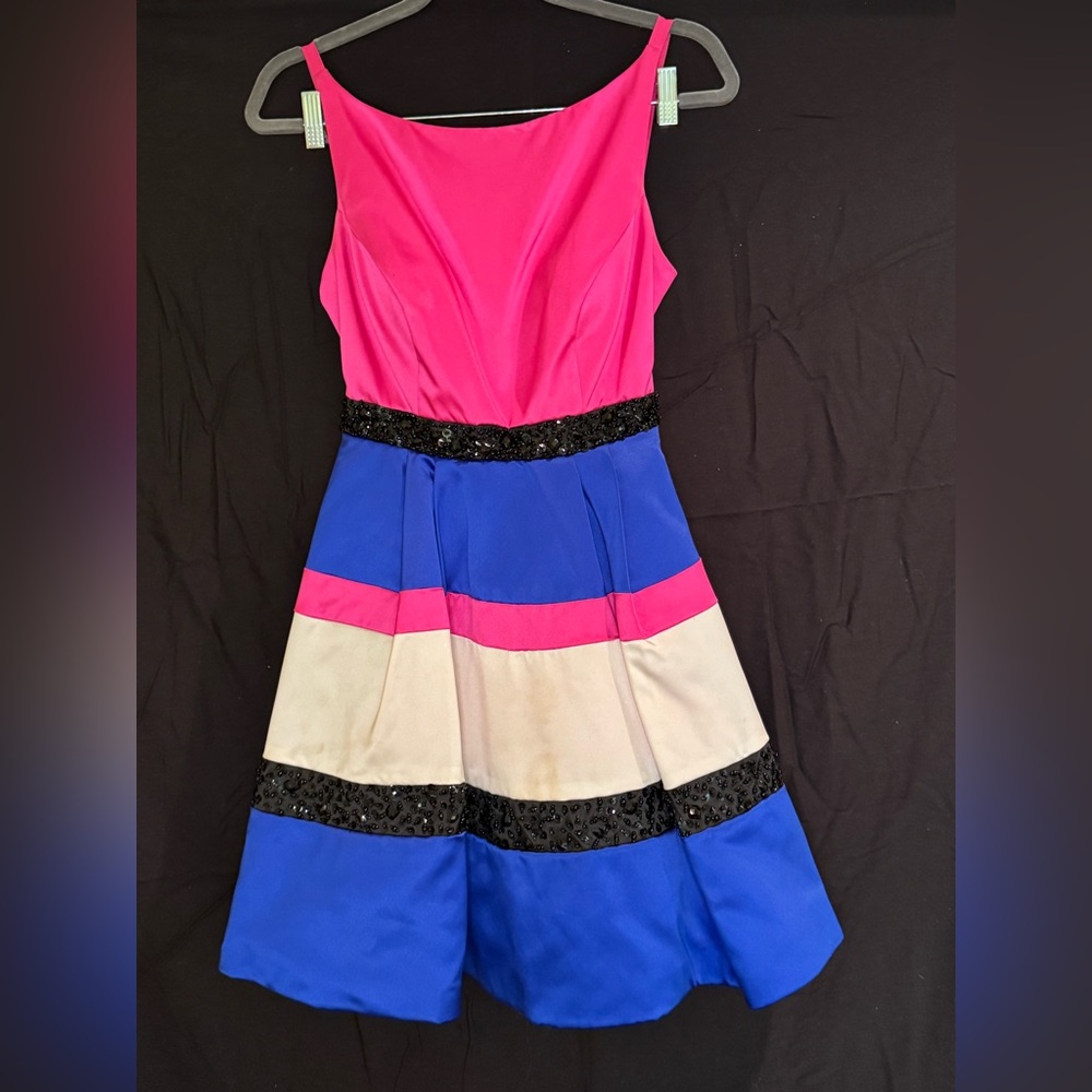 Multicolor stripe Sherri Hill cocktail in size 4